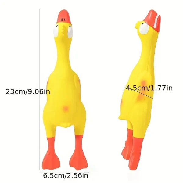 [1pc Squeaky Dog Toy] Durable Squeaky 1pc Screaming Duck Design Dog Chew Toy | Latex Teething Toy for Aggressive Chewers - Yellow with White Accents - Image 2