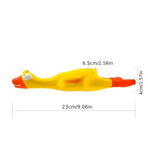 [1pc Squeaky Dog Toy] Durable Squeaky 1pc Screaming Duck Design Dog Chew Toy | Latex Teething Toy for Aggressive Chewers - Yellow with White Accents - Image 3