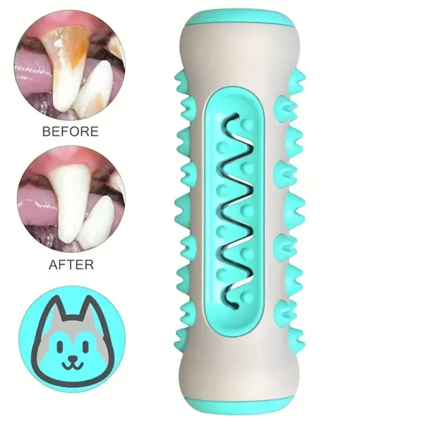 Durable Rubber Dog Chew Toy - Dental Cleaning Brush for All Breeds, Interactive Training & Self-Cleaning Design