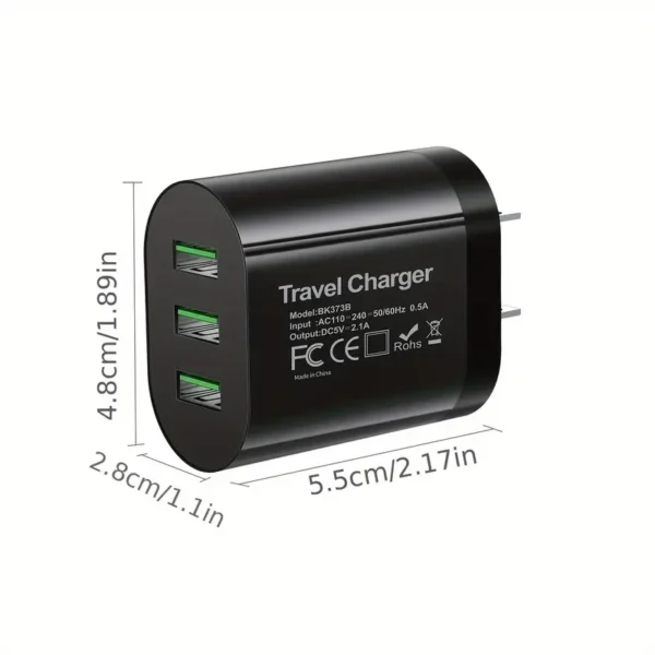 3 Port USB Wall Charging Block, Multi-function Home, Dorm, Travel Fast Charging Plug for iPhone 16 15 14 13 12 11 Pro Max XR XS iPad forSamsung Galaxy S24 UltraS24+/ S23 Ultra/ S23/ S22 Ultra/ S22/ S21 - Image 4