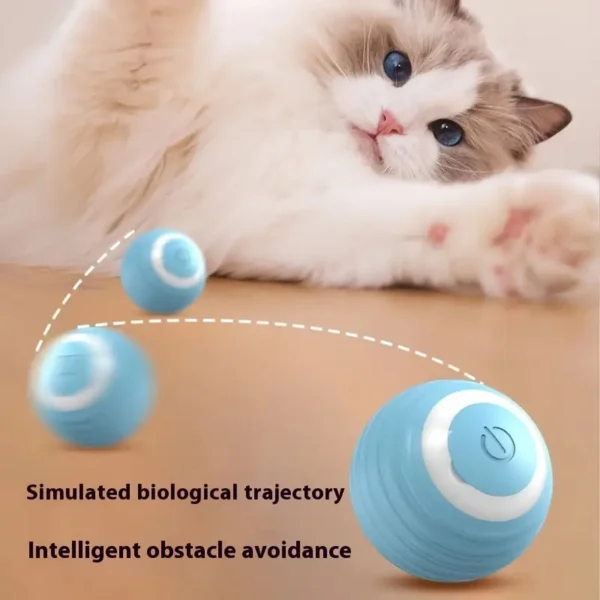 Interactive Cat Toy Ball, USB Rechargeable Silicone Automatic Rolling Ball with Stripes Pattern, Lithium Polymer Battery, Ideal for Small Breeds, Electric Pet Plaything - Image 5