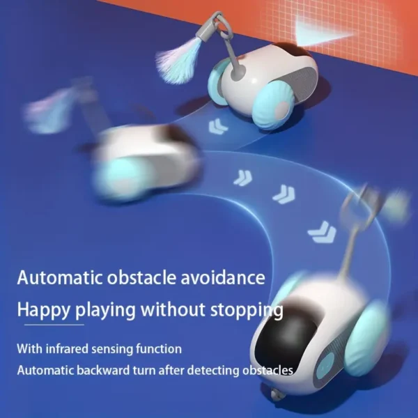 Dual-mode Remote Control Autopilot Electric Car Teasing Cat Toy with Teasing Cat Stick, Pet Supplies - Image 3