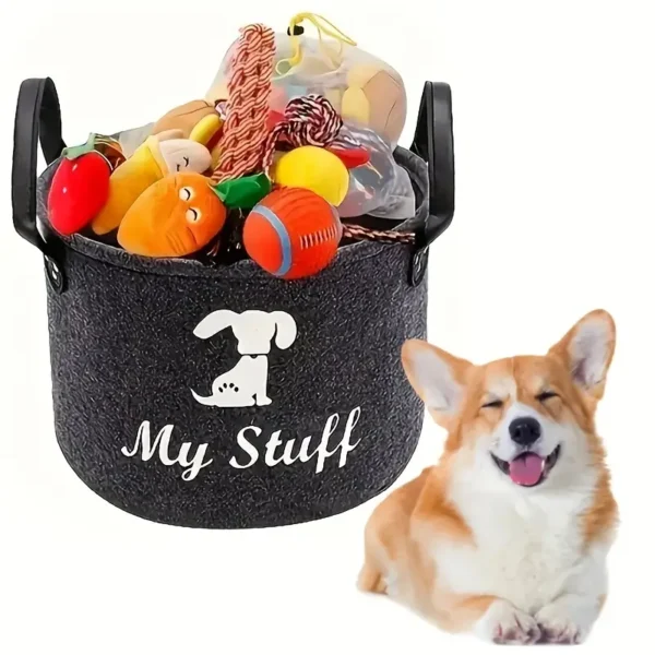 1pc Spacious Fleece Pet Toy Organizer - Ideal Storage for Dog Toys, Blankets, and Accessories, Without Battery - Image 5