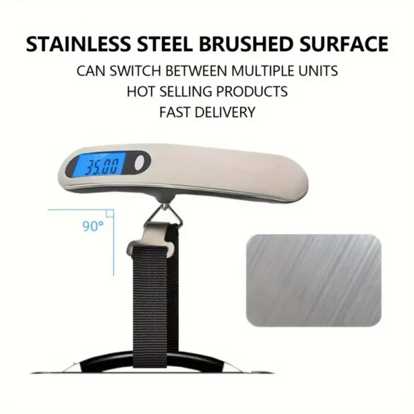 Portable Handheld Scale, LCD Digital Luggage Scale - 110 lbs/ 50kg Max Weighing Capacity, Battery Operated with Wire Hook, Mini Electronic Scale for Travel and Fishing - Image 2