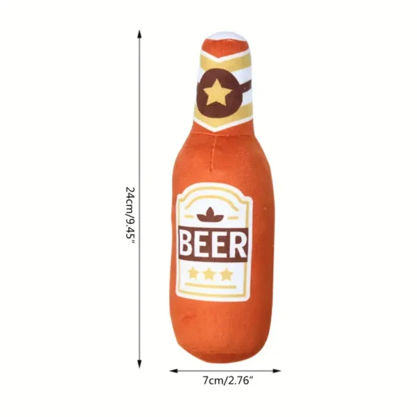 1pc Beer Bottle Design Pet Grinding Teeth Squeaky Plush Toy Durable Chew Toy For Dog Interactive Supply - Image 2