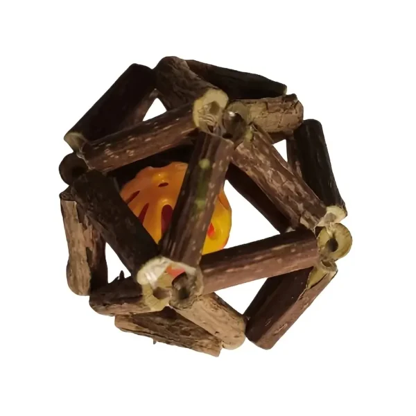 Interactive Rattan Cage Cat Toy with Bells - Ball-Shaped Chew and Play Toy for Indoor Cats, Dental Health & Teeth Cleaning, Suitable for All Breeds, Tooth Grinding, Suitable for All Breeds