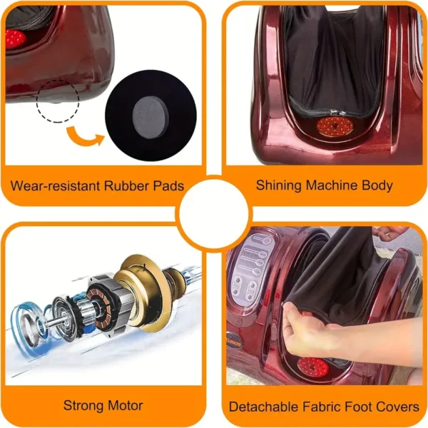 Shiatsu Foot Massager Machine With Remote Controller, Kneading And Rolling Home Massagers For Feet, Ankle, Calf, Leg, Gift For Men, Women, Father, Mom Parents And The Elderly, Red - Image 3