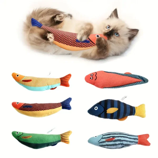 1PC Simulation Fish Toy For Cats, Interactive Bite Resistant Plush Cat Chew Toy With Sound, Cat Teeth Grinding Molar Toy For Cats Kittens - Image 4
