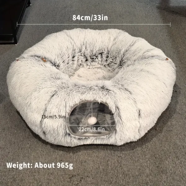 Cat Tunnel Cat Bed Play Tunnel with Mat Long Plush Deep Sleep Removable Washable Multifunctional Connectable Cat Passage - Image 3