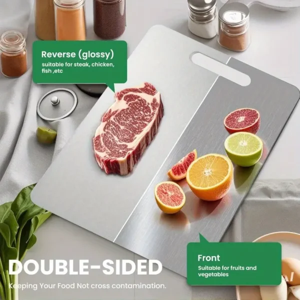 Pure Titanium Cutting Board 13x9 Inch Non-Slip Kitchen Chopping Board Dishwasher Safe Scratch Resistant Easy to Clean Durable Hygienic for Meat Vegetables and Fruits - Image 3