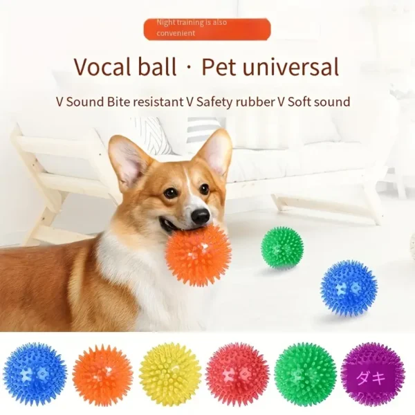 2pcs Squeaky Dog Toy Balls, Puppy Chew Toys for Teething, Non-Toxic Spikey Ball for Medium, Large & Small Dogs, Durable Toy for Aggressive Chewers - Image 3