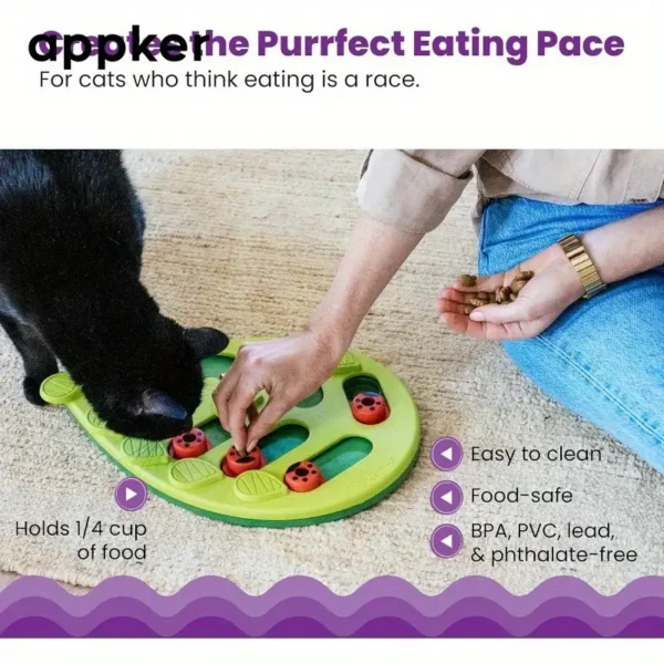 APPKER Interactive Cat Treat Puzzle Toy - Engaging Brain Stimulating Game for Indoor Cats, Slow Feeder for Healthy Eating & Play, Durable Plastic Pet Toy to Alleviate Boredom, Fun Challenge for Kittens & Adult Cats, Mental Stimulation Toy | Ladybug Motif | Durable Plastic Toy, Cat Toy, Without Battery - Image 5
