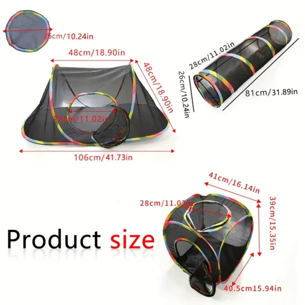 1pc/3pcs Outdoor Pet Cat Toy Fence Tunnel Anti-Mosquito and Lost Playground Indoor Cat Outdoor Cabin Rainbow Portable Cat Tent Can Be Assembled DIY Multiple Play Modes Round Cat Tunnel Pet Toy Accessories Suitable for Small Cats, Rabbits, Small Dogs, and Small Animals - Image 3