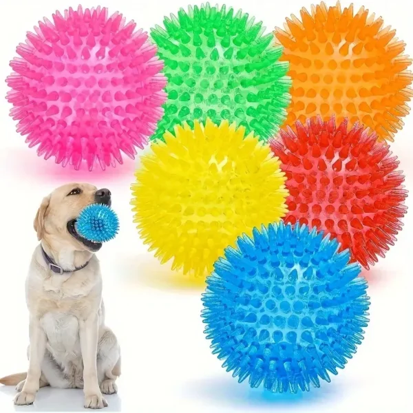 2pcs Squeaky Dog Toy Balls, Puppy Chew Toys for Teething, Non-Toxic Spikey Ball for Medium, Large & Small Dogs, Durable Toy for Aggressive Chewers