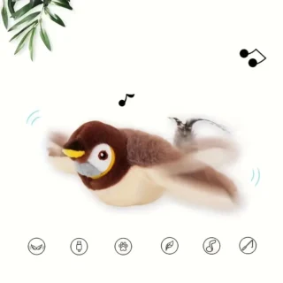 1pc Plush Sparrow, Cat Self-Raising Voice Toy, Interactive and Self-Entertaining Simulation, Bird Calling Sound, Durable Cat Supplies, Suitable for Feline Friends