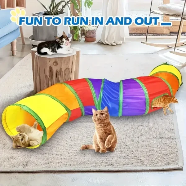 Foldable Fabric Interactive Maze with Multiple Tunnels for Cats - Fun Pet Exercise and Hideaway Playhouse for Indoor Cats