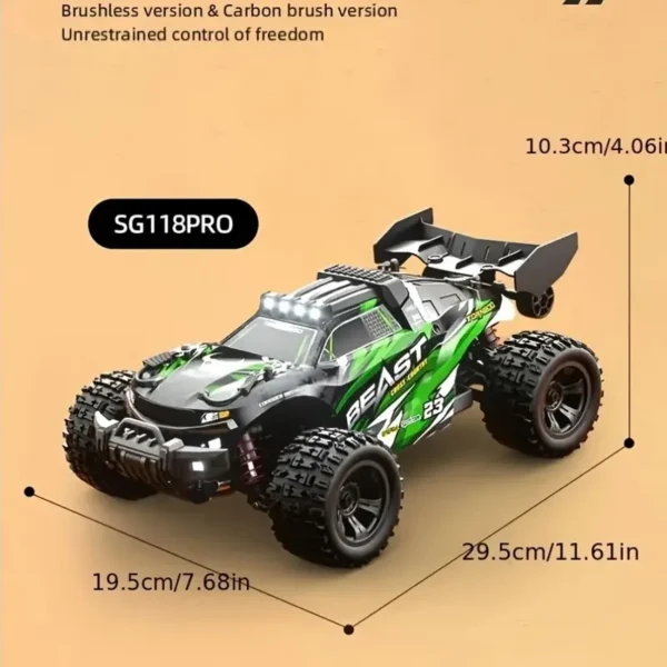 SG118 Remote Control Brushless High-speed Off-road Vehicle, 1:18 Scale Professional Climbing Car Remote Control Four-wheel Drive Toy Car - Image 4