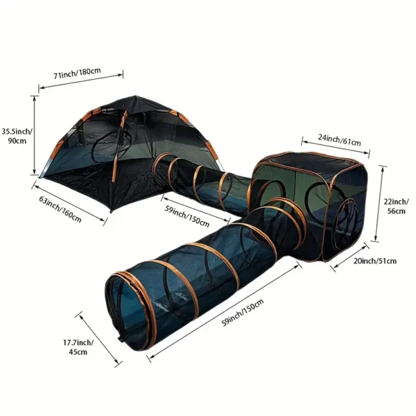 4-in-1 Outdoor Cat Enclosures For Indoor Cats Portable Pop Up Mesh Tents Kitty Playpen Play Tunnels Outside Pet DIY In Multiple Ways Pets Playhouse - Image 5