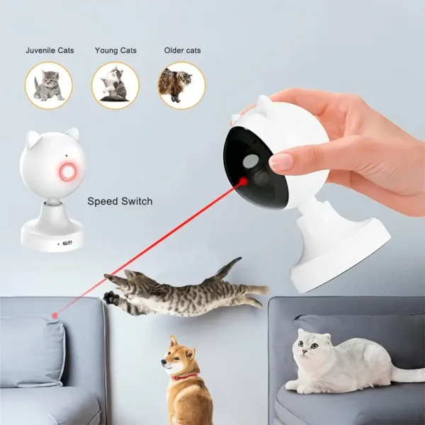 USB Rechargeable Laser Cat Toy - Interactive Red Dot Teaser with Fast & Slow Modes, Automatic Play for Indoor Cats, Silent Operation, 30-Minute Timer, Type-C Charging, Perfect for Hunting Instincts Stimulation, Interactive Cat Toy - Image 4