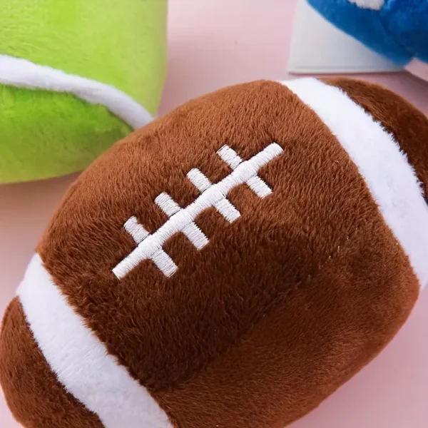 Durable Brown Rugby Ball Plush Toy for Cats & Dogs - Bite-Resistant, No Battery Needed for Squeaky Play - Perfect for Indoor/Outdoor Exercise & Entertainment - Suitable for All Breed - Image 3