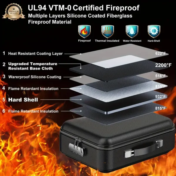 Secure Fireproof Document Safe with Lock - Hard-Shell, Water-Resistant Storage Box for Important Papers, Certificates, Laptops & Passports - Image 4