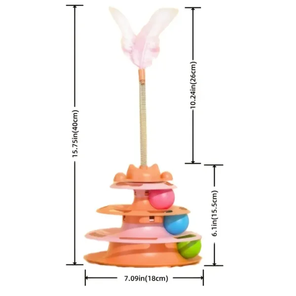 Interactive Cat Toy Tower with Spinning Track and Balls - Durable Plastic, 3-Tiered Entertainment Play Station for Pets, No Batteries Required, Available in 3 Colors, Engaging Entertainment for Your Feline Friend - Image 5