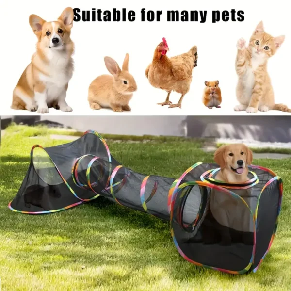 1pc/3pcs Outdoor Pet Cat Toy Fence Tunnel Anti-Mosquito and Lost Playground Indoor Cat Outdoor Cabin Rainbow Portable Cat Tent Can Be Assembled DIY Multiple Play Modes Round Cat Tunnel Pet Toy Accessories Suitable for Small Cats, Rabbits, Small Dogs, and Small Animals