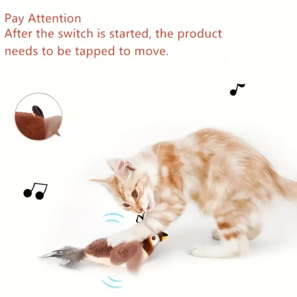 1pc Plush Sparrow, Cat Self-Raising Voice Toy, Interactive and Self-Entertaining Simulation, Bird Calling Sound, Durable Cat Supplies, Suitable for Feline Friends - Image 2