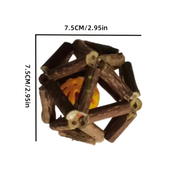 Interactive Rattan Cage Cat Toy with Bells - Ball-Shaped Chew and Play Toy for Indoor Cats, Dental Health & Teeth Cleaning, Suitable for All Breeds, Tooth Grinding, Suitable for All Breeds - Image 3