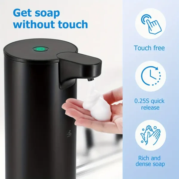 Automatic Foaming Hand Soap Dispenser Touchless Foam Soap Dispenser Rechargeable Bathroom Countertop Soap Pump 9oz, Set of 2 - Image 5