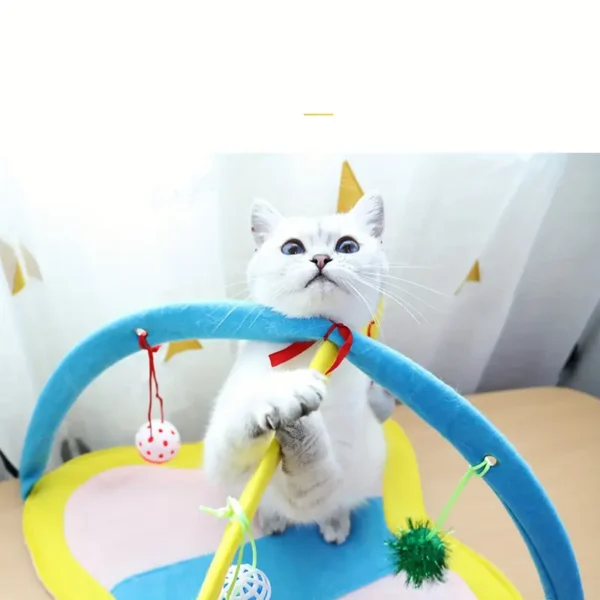 Foldable Fun Cat Hammock - Interactive Toy for Cats with Hanging Ball, Bell, and Sound Effects - Durable, Portable, and Easy to Clean - Image 3