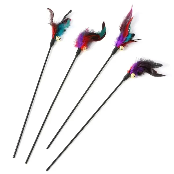 1pc Interactive Cat Wand Toy with Bell and Colorful Feathers - Entertain and Stimulate Your Cat's Natural Instincts - Image 2