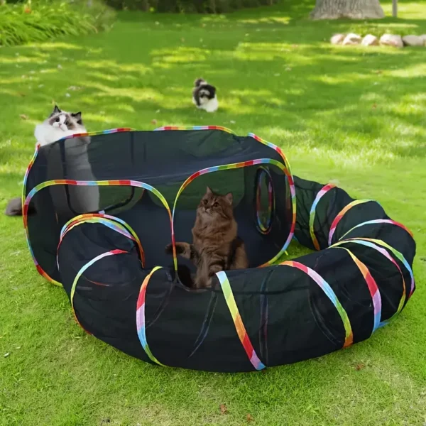 A Multi-Tunnel Cat Playset, Perfect for Lounging And Playing. - Image 3
