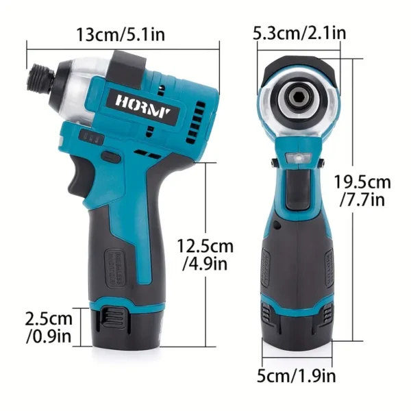 Hormy 120N.m 10.8V Brushless Impact Drill 2Ah Dual Battery Set Cordless Electric Screwdriver Multi-Function Electric Wrench Car Repair Power Tool Home Renovation Accessories - Image 2