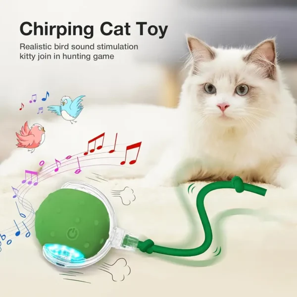 USB Rechargeable Interactive Cat Toy Ball with Suction Cup - Green Silicone Rolling Ball for All Breeds, Fun Pet Play and Exercise, No Battery Required, Cat Ball Toy - Image 4