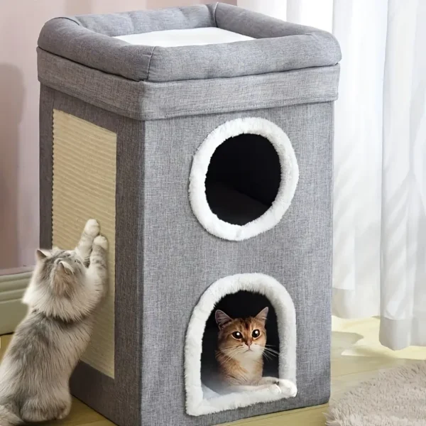 3-in-1 Cozy Cat Tunnel Bed - Play Mat & Warm Nest with Non-Slip Base, Suitable for Small to Medium Cats, Rabbits, and Hamsters, Fabric Material, Z26Y004-8, Pet Furniture | Modern Pet Bed | Soft Cushioned Tunnel, Cat Bed Furnitur - Image 4
