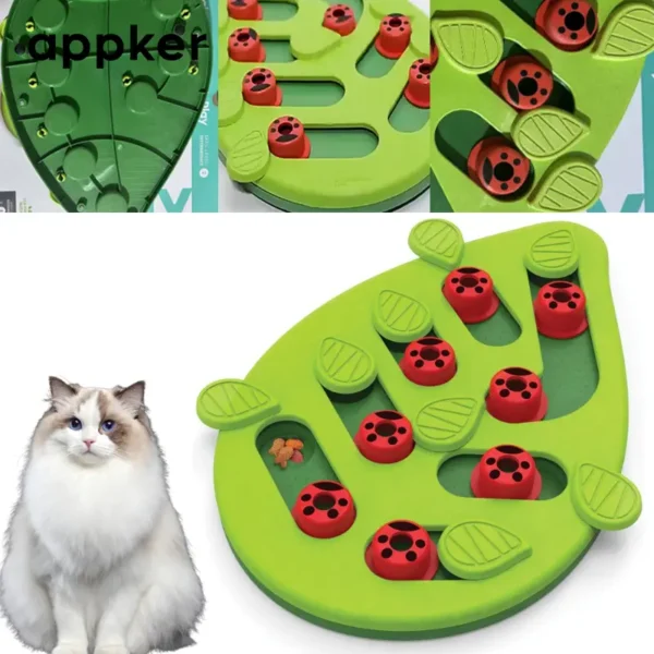 APPKER Interactive Cat Treat Puzzle Toy - Engaging Brain Stimulating Game for Indoor Cats, Slow Feeder for Healthy Eating & Play, Durable Plastic Pet Toy to Alleviate Boredom, Fun Challenge for Kittens & Adult Cats, Mental Stimulation Toy | Ladybug Motif | Durable Plastic Toy, Cat Toy, Without Battery