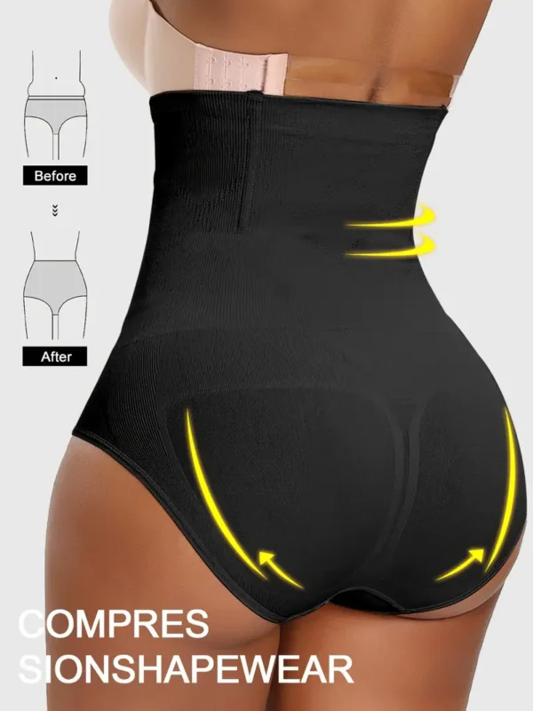 2pcs Women's High Waist Tummy Control Briefs - Ultra Support Double-Layer Butt Lifter & Waist Trainer, Seamless Breathable Underwear for Body Shaping & Posture Correction, Elegant Solid Color, Posture Correction Underwear, Doublelayer Design, Strong Support Underwear - Image 4