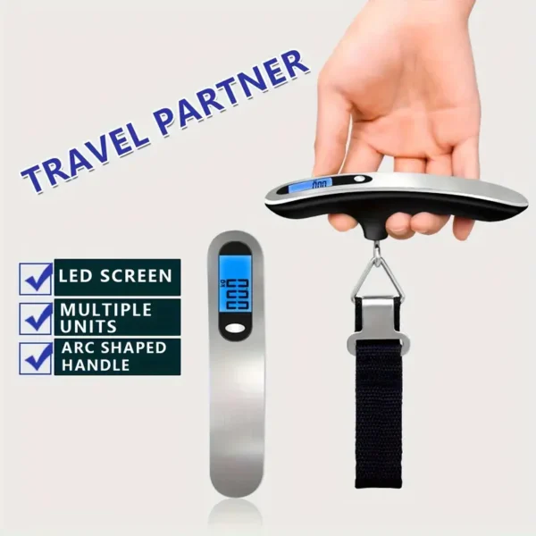 Portable Handheld Scale, LCD Digital Luggage Scale - 110 lbs/ 50kg Max Weighing Capacity, Battery Operated with Wire Hook, Mini Electronic Scale for Travel and Fishing - Image 4