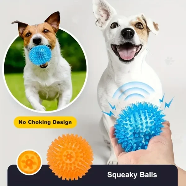 2pcs Squeaky Dog Toy Balls, Puppy Chew Toys for Teething, Non-Toxic Spikey Ball for Medium, Large & Small Dogs, Durable Toy for Aggressive Chewers - Image 2