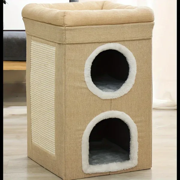 3-in-1 Cozy Cat Tunnel Bed - Play Mat & Warm Nest with Non-Slip Base, Suitable for Small to Medium Cats, Rabbits, and Hamsters, Fabric Material, Z26Y004-8, Pet Furniture | Modern Pet Bed | Soft Cushioned Tunnel, Cat Bed Furnitur
