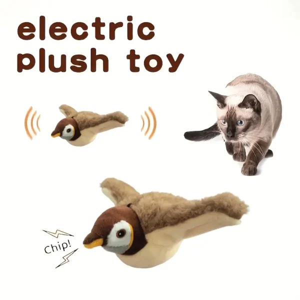 1pc Plush Sparrow, Cat Self-Raising Voice Toy, Interactive and Self-Entertaining Simulation, Bird Calling Sound, Durable Cat Supplies, Suitable for Feline Friends - Image 4