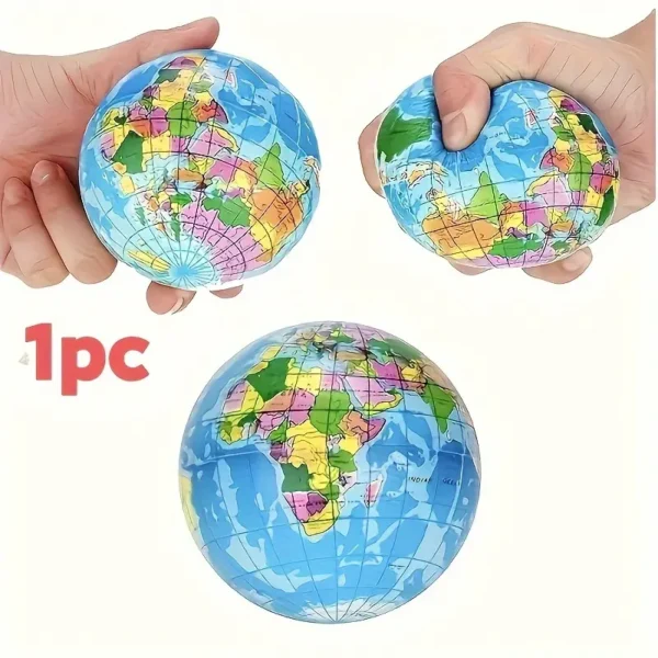 1/3pcs, Colorful World Map Soft Ball - Diameter 6.35 cm, Perfect for Birthday and Party Gifts, Pet Play, No Power Required, Educational Toy for Ages 14+, Vibrant Globe | Tactile Object | Easy to Grasp - Image 4