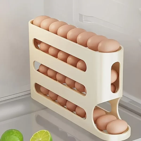 28 Eggs Egg Holder For Fridge, Rolling Egg Dispenser For Refrigerator Automatically, 4 Tiers Fridge Egg Rack, Space-Saving Egg Dispenser Large Capacity Egg Dispenser Container Tray - Image 5