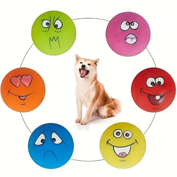1pc Durable Squeaky Dog Chew Toys - Interactive Fetch Toys with Assorted Expressions (Angry, Happy, Love) - Non-Toxic Plastic, Battery-Free for Teeth Cleaning & Training - All Breed Dogs, Interactive Dog Toy, Playful Design, Nontoxic Material, Sturdy Construction, Pet Plaything, Pet Owners - Image 3