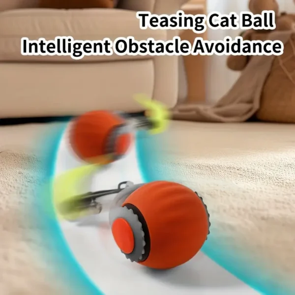 Smart Cat Teaser Ball for Cats, Interactive Kitten Toy with Electric Rolling and Artificial Fiber Feathers - Image 5