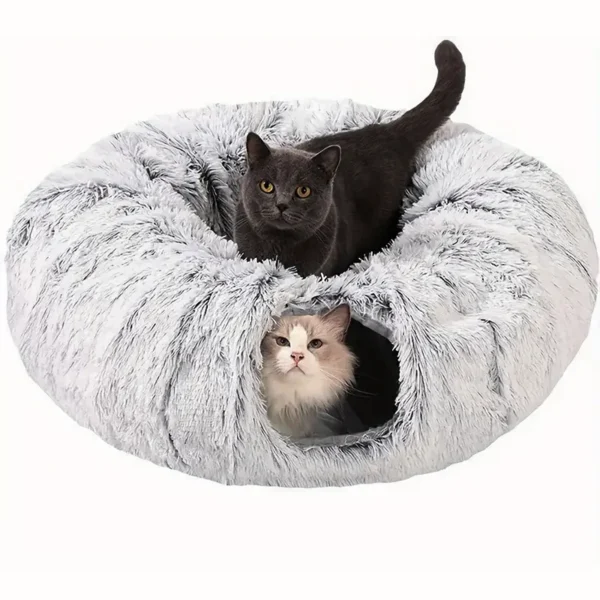 Cat Tunnel Cat Bed Play Tunnel with Mat Long Plush Deep Sleep Removable Washable Multifunctional Connectable Cat Passage - Image 6