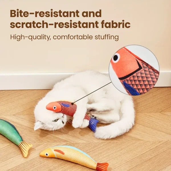 1PC Simulation Fish Toy For Cats, Interactive Bite Resistant Plush Cat Chew Toy With Sound, Cat Teeth Grinding Molar Toy For Cats Kittens - Image 5