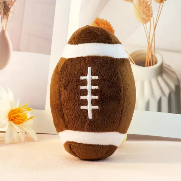 Durable Brown Rugby Ball Plush Toy for Cats & Dogs - Bite-Resistant, No Battery Needed for Squeaky Play - Perfect for Indoor/Outdoor Exercise & Entertainment - Suitable for All Breed