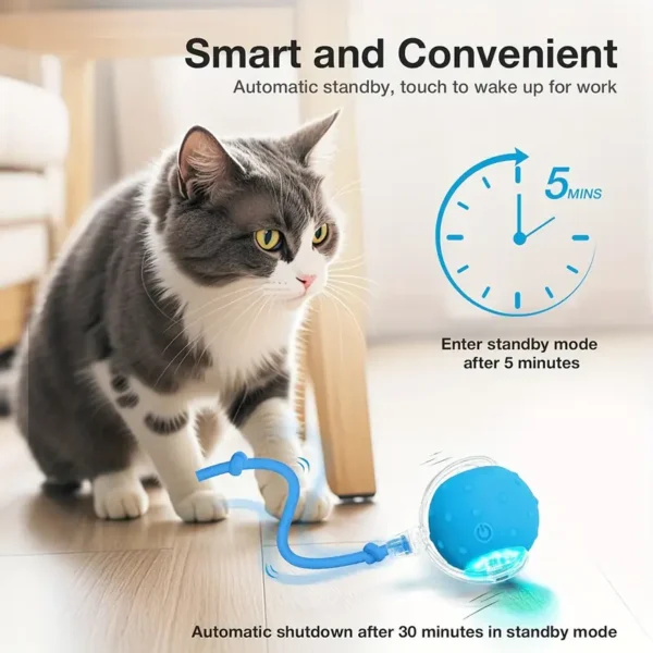 USB Rechargeable Interactive Cat Toy Ball with Suction Cup - Green Silicone Rolling Ball for All Breeds, Fun Pet Play and Exercise, No Battery Required, Cat Ball Toy - Image 2